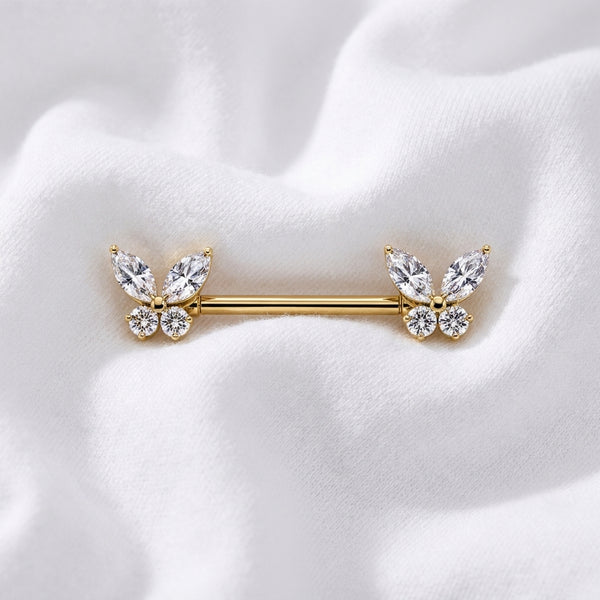 Piercing téton papillon cœur zircon - vue 4