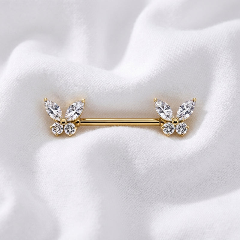 Piercing téton papillon cœur zircon - vue 4