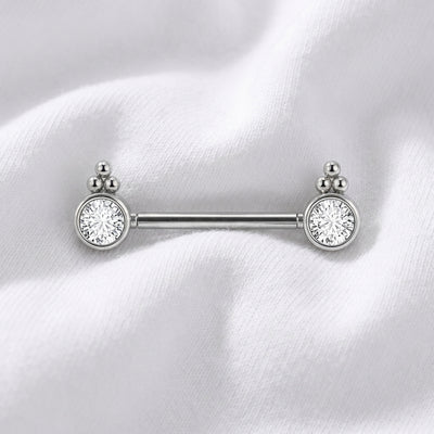 Piercing téton tournesol barre zircon - vue 2