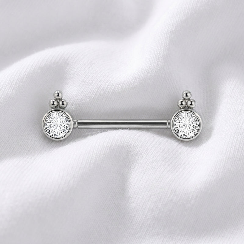 Piercing téton tournesol barre zircon - vue 2
