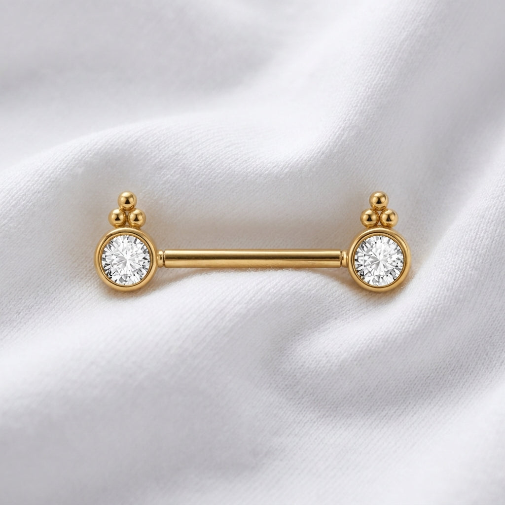 Piercing téton tournesol barre zircon - vue 4