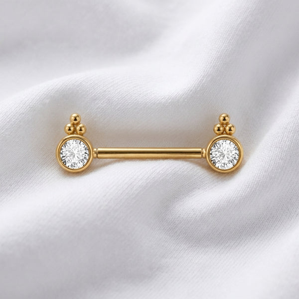 Piercing téton tournesol barre zircon - vue 4