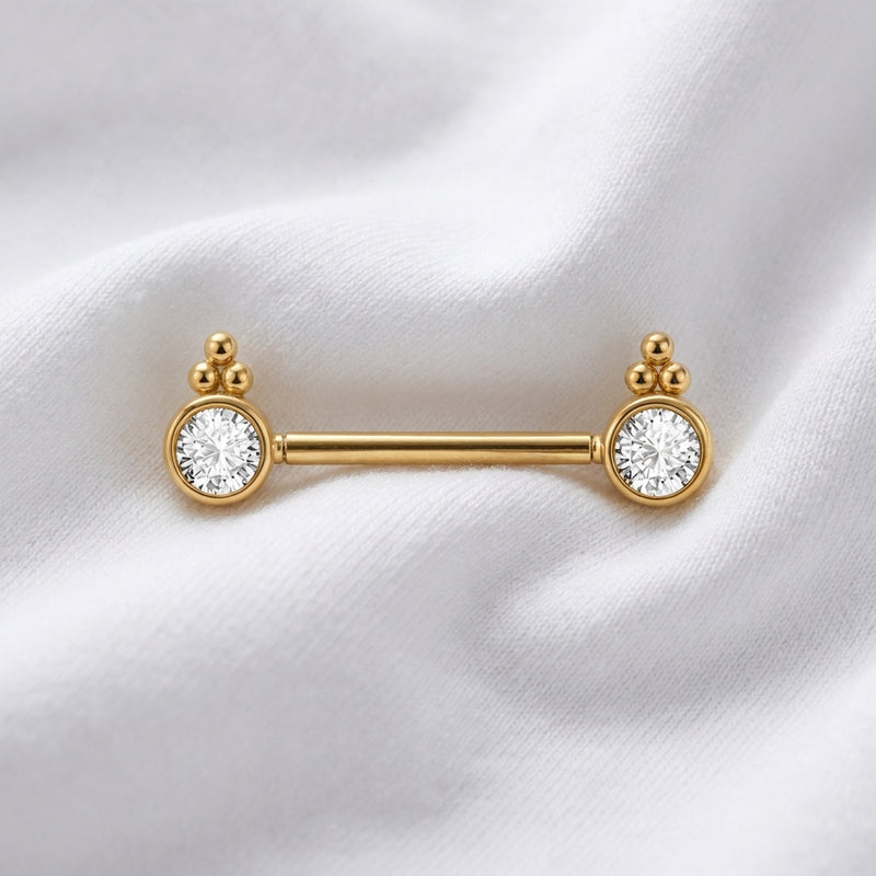 Piercing téton tournesol barre zircon - vue 4