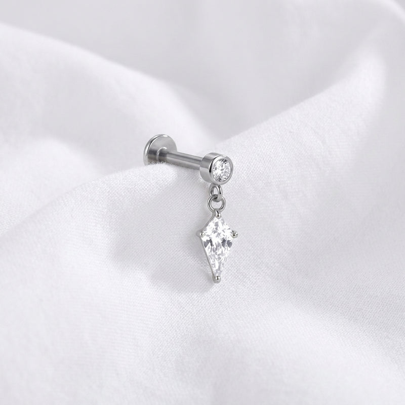 Piercing Labret Doré Tragus Helix, Pendentif Zircone Kite Scintillante - vue 6