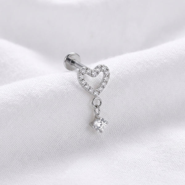 Piercing Tragus Doré Cœur Ouvert Pavé Zircons Pendentif - vue 2