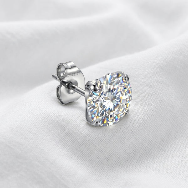 Puce d'oreille titane G23 zircon rond solitaire 4 griffes - vue 9
