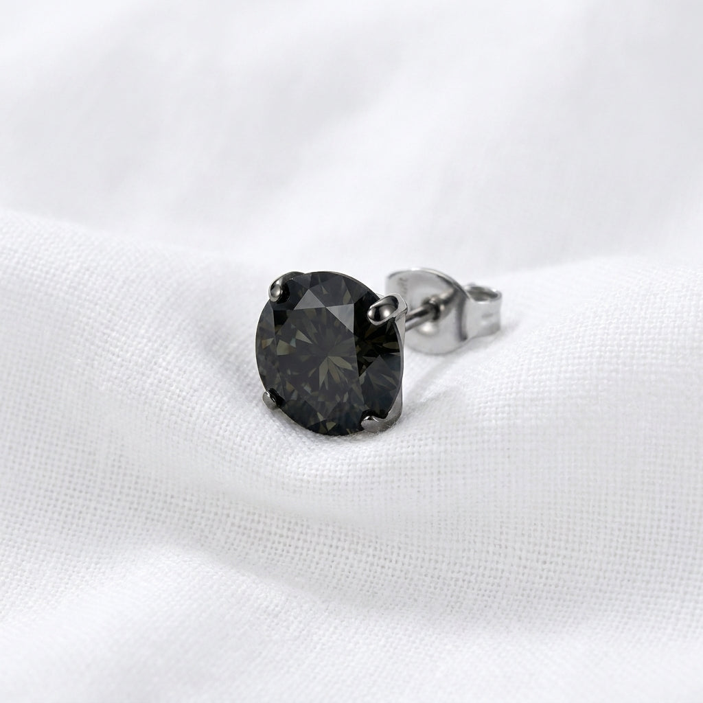 Puce d'oreille titane G23 zircon rond solitaire 4 griffes - vue 6