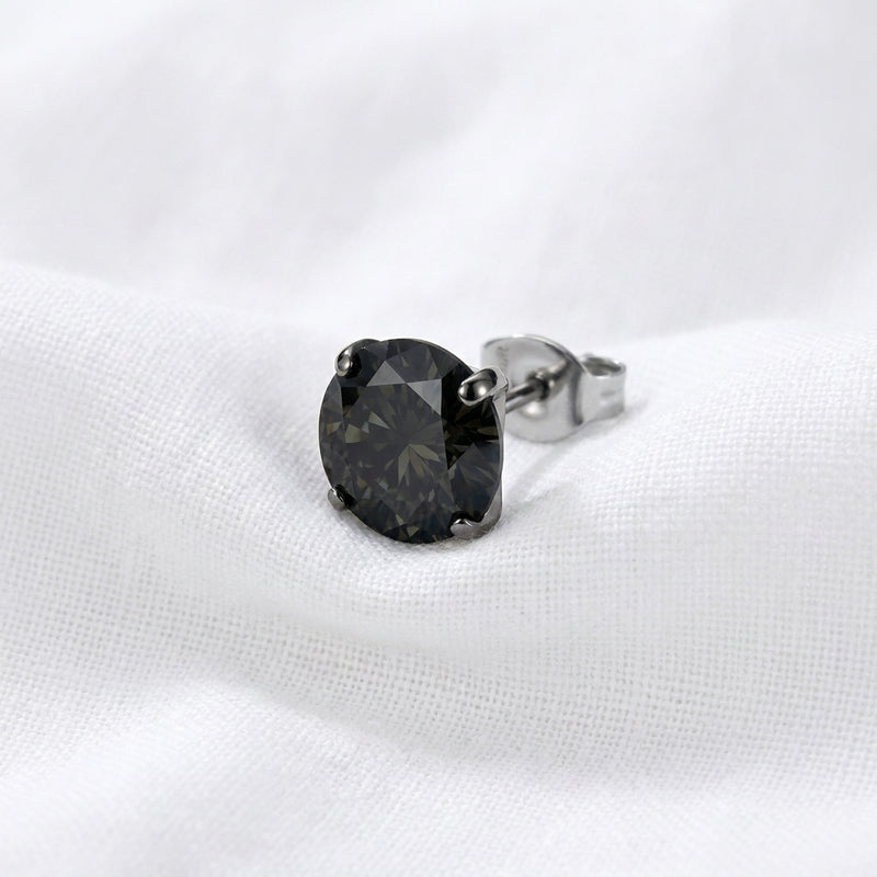 Puce d'oreille titane G23 zircon rond solitaire 4 griffes - vue 6