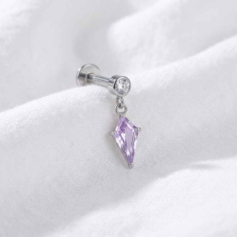 Piercing Labret Doré Tragus Helix, Pendentif Zircone Kite Scintillante - vue 2