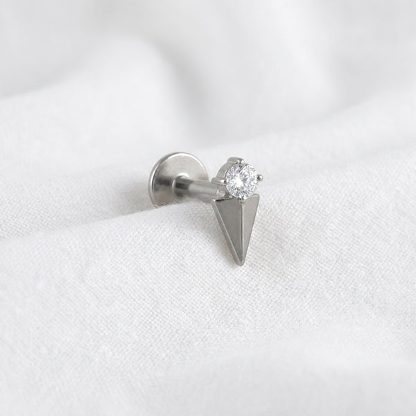 Piercing Tragus Labret Doré avec Zircon et Cône Pointu - vue 6